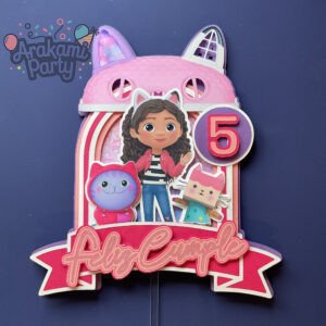 Cake Topper Artesanal "Casa de muñecas de Gabi"